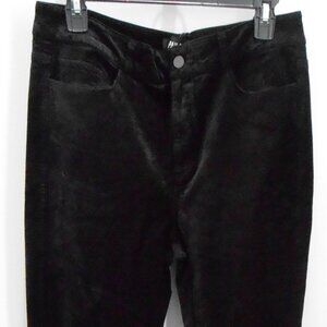 Paige Ladies Black Velvet Cindy Twisted Seam Slit Black Overdyed Pants-32x28